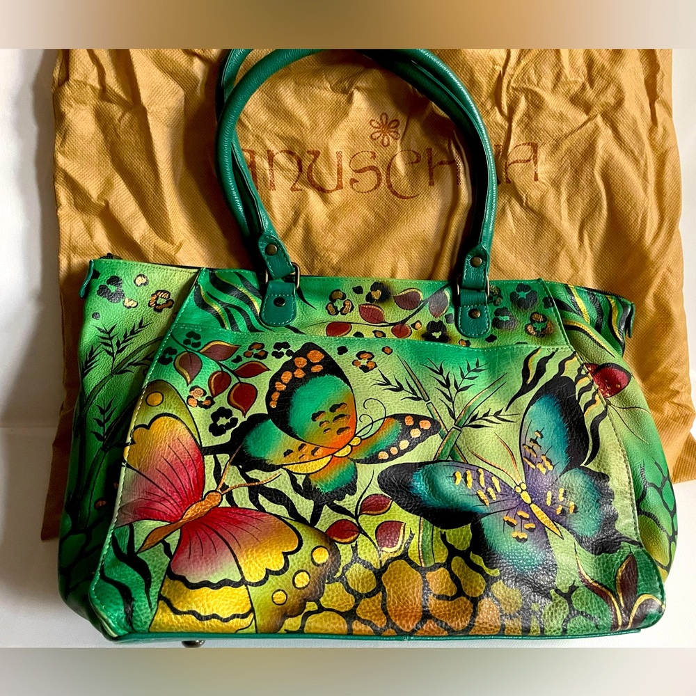 ANUSCHKA Multicolor Multi Compartment Satchel w/Dust bag